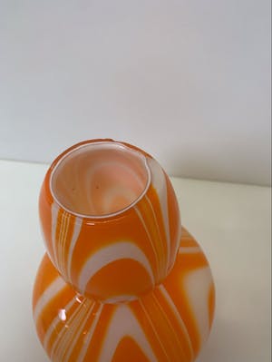 Carlo Moretti - Murano oranje witte vaas kopen? Bied vanaf 50!