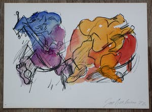 Buy Jan Sierhuis - met de hand ingekleurde litho (aquarel) - 1974? Bid from 55!