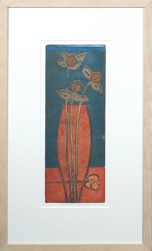 Lukie de Bree - Ets, Rode bloem - Ingelijst kopen? Bied vanaf 35!