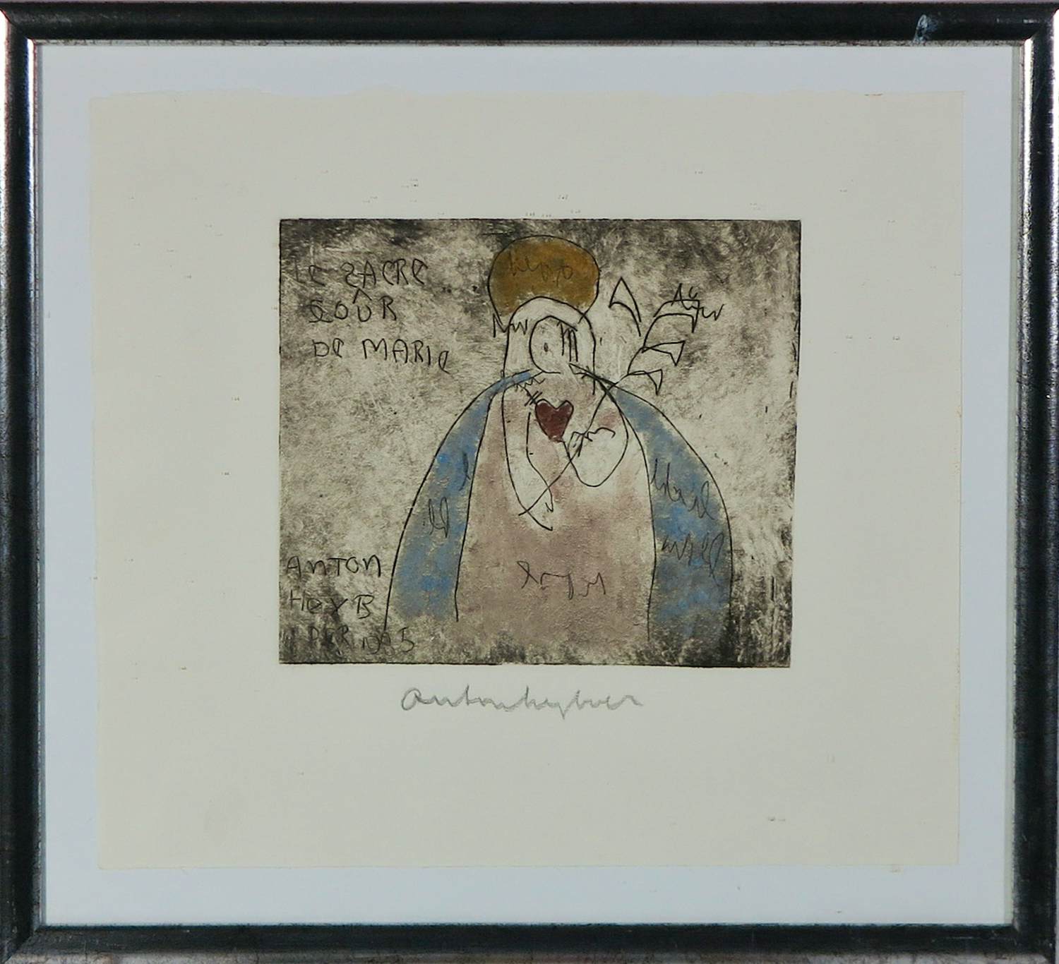 Anton Heyboer - Ets, Zonder titel - Ingelijst verkocht voor € 200!