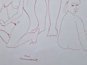 AcheterTheo Beerendonk - jaren 60 - rode inkt tekening - naakte dames en heren - gesigneerd? Enchérissez de 58!