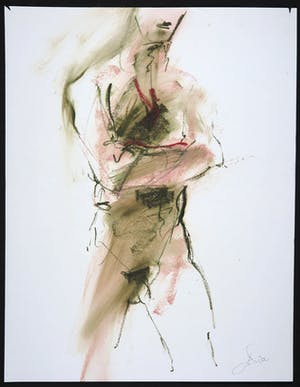 Franscz Witte - Acryl en krijt op papier, Staand naakt kopen? Bied vanaf 1!