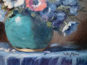 Tilly Moes - Stilleven met anemonen -olieverf op paneel- kopen? Bied vanaf 60!