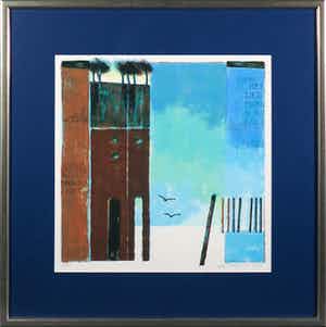 Magda Luttikhuizen - Zeefdruk, Morgenlicht - Ingelijst verkocht voor € 35!