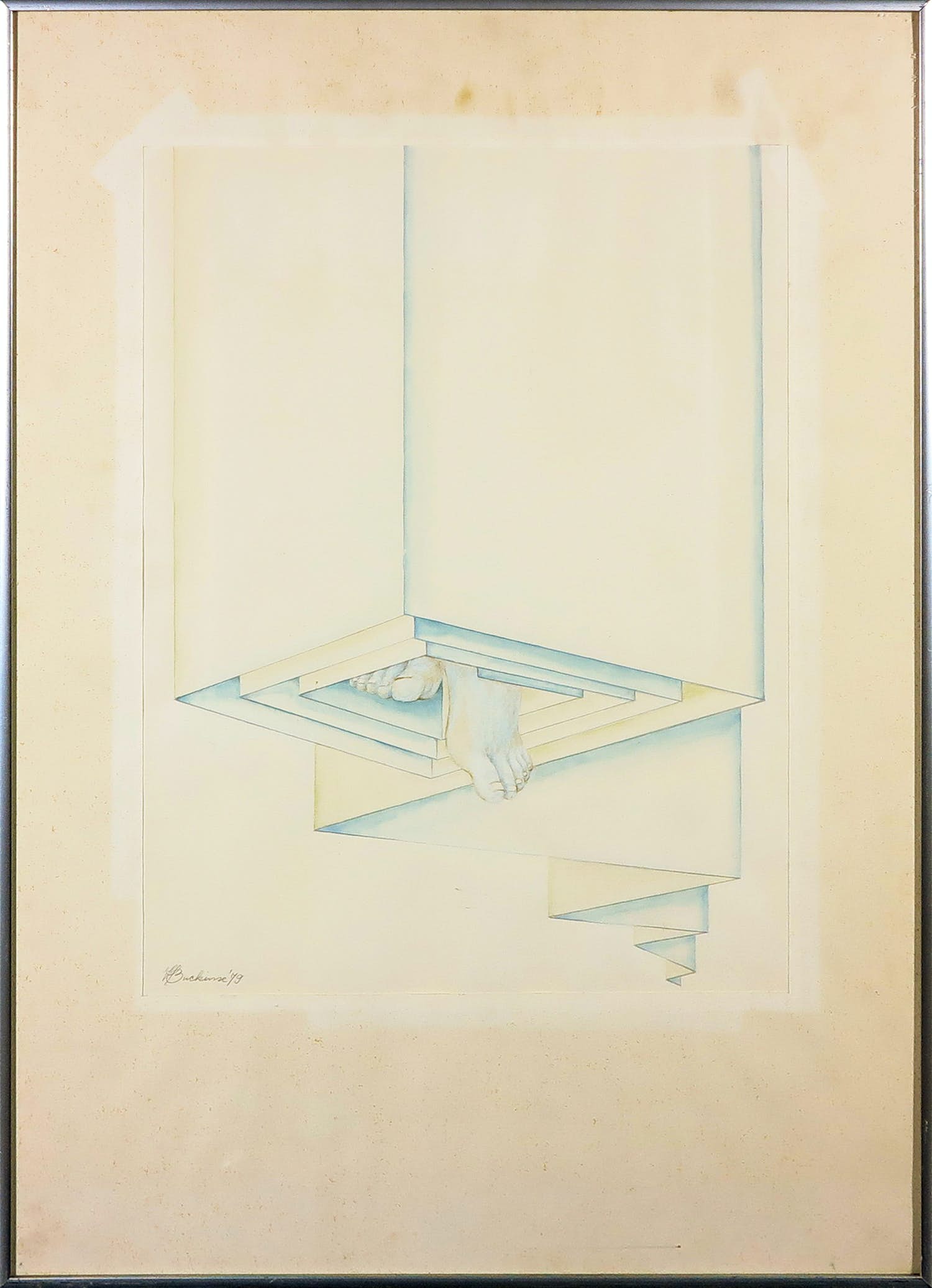 Harry Buckinx - Aquarel, Springvoet - Ingelijst kopen? Bied vanaf 1!