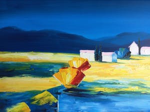 Berend Pasman - Surrealistisch mediterraan landschap | Olieverfschilderij (in baklijst) kopen? Bied vanaf 115!