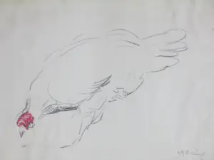 Alexander Gerhardus Dieperink - Twee kippen - Tekeningen kopen? Bied vanaf 48!