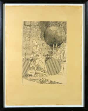 Harald Vlugt - Ets, Geschiedenis des vaderlands - Ingelijst verkocht voor € 40!