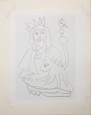 Christine Spierings - Monotype, z.t. Koningin en draakje kopen? Bied vanaf 1!