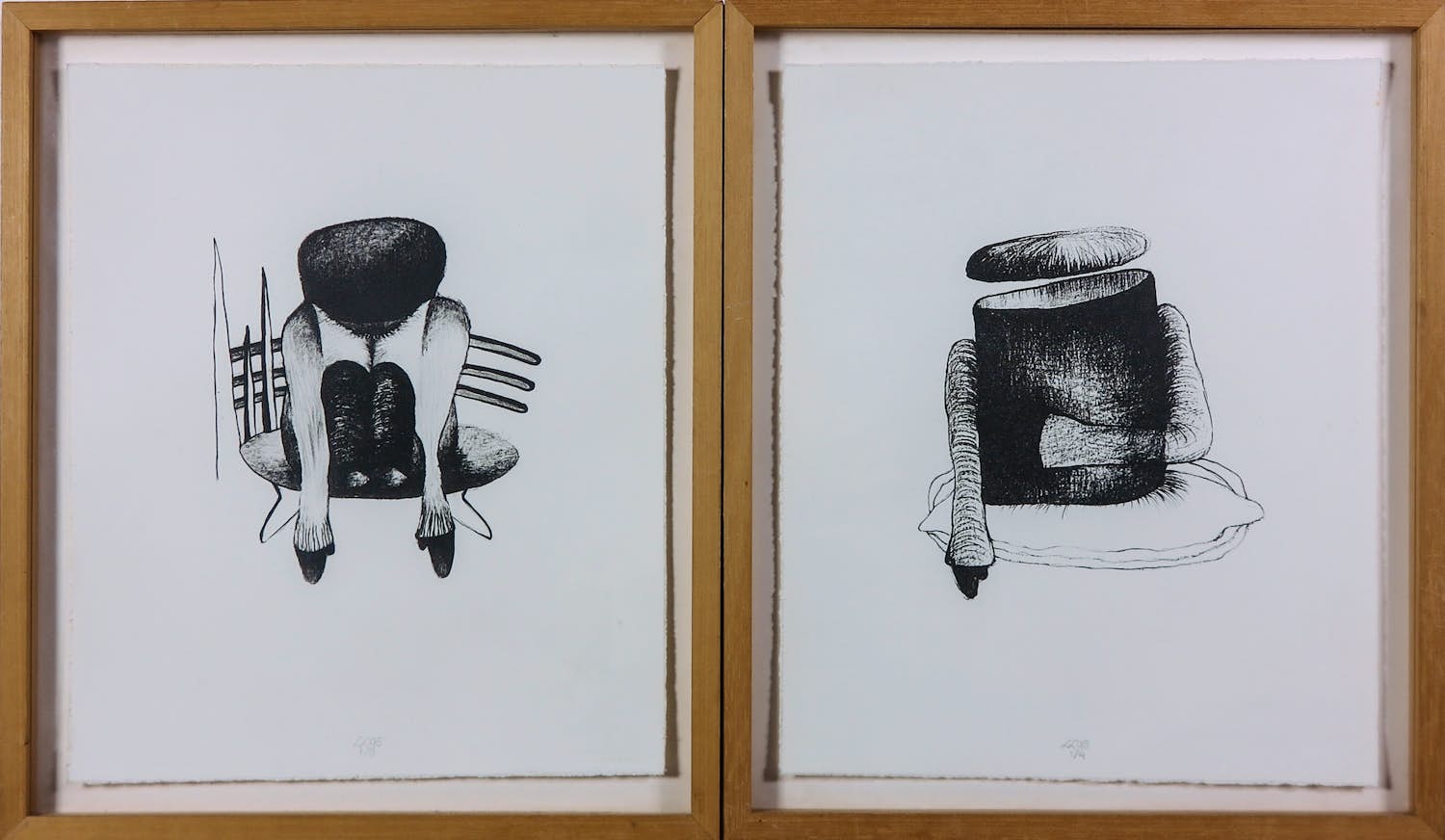 Lies Lantinga - Set van 2 litho's, Kom kleef in mij & Ik pel... - Ingelijst kopen? Bied vanaf 80!