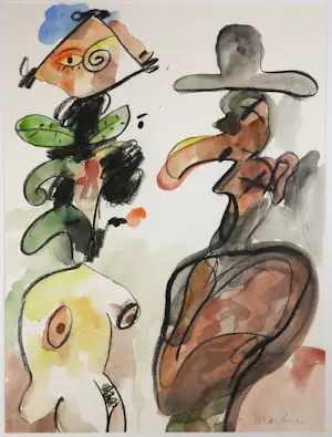 Anton Martineau - Houtskool en aquarel, Verleiding - Ingelijst kopen? Bied vanaf 80!