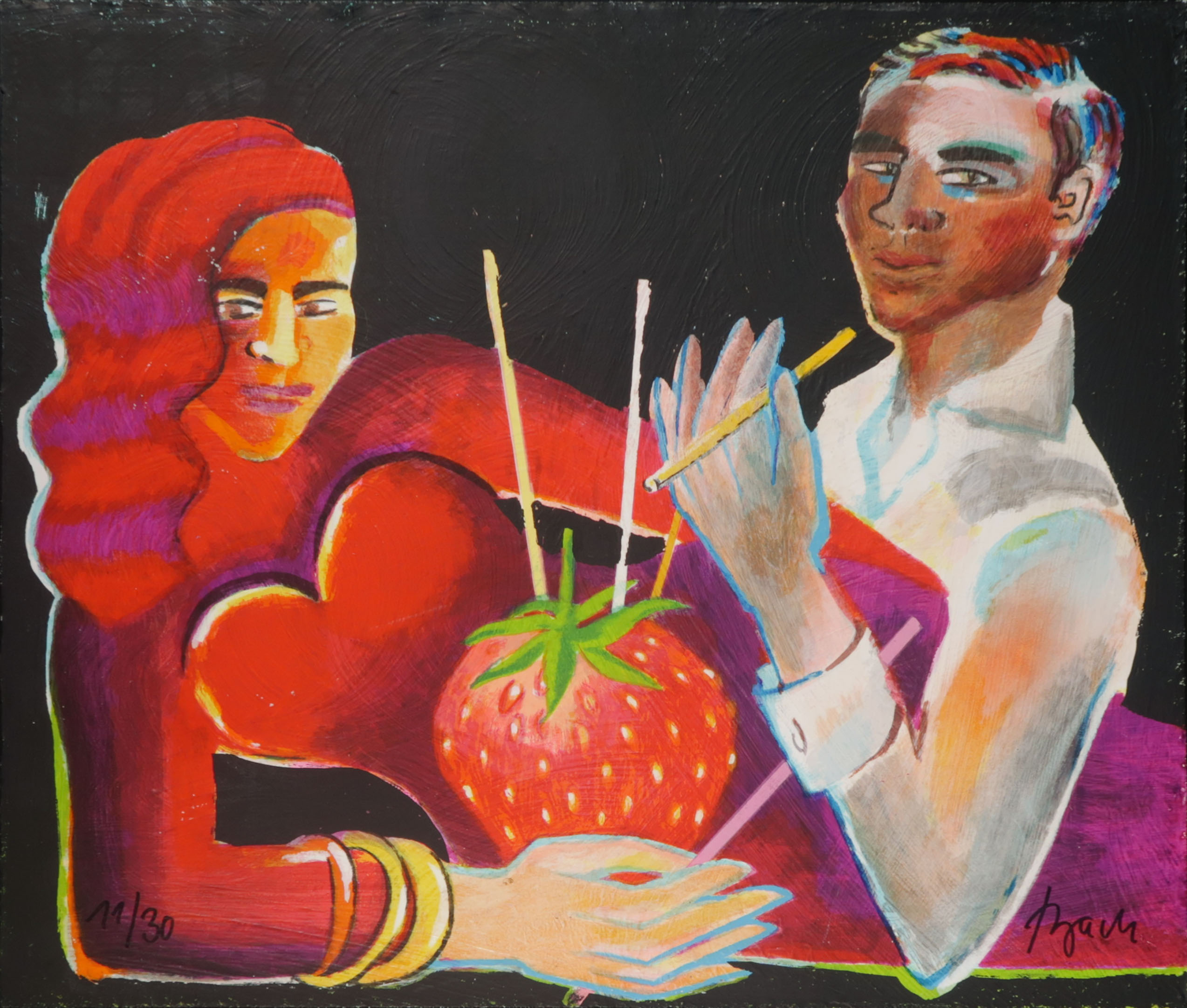 Elvira Bach - Polygrafie, Man und Frau - Ingelijst (Groot) kopen? Bied vanaf 100!