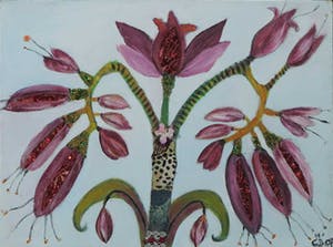Claire Duval - Gemengde techniek op doek, Tige de Fleurs kopen? Bied vanaf 70!