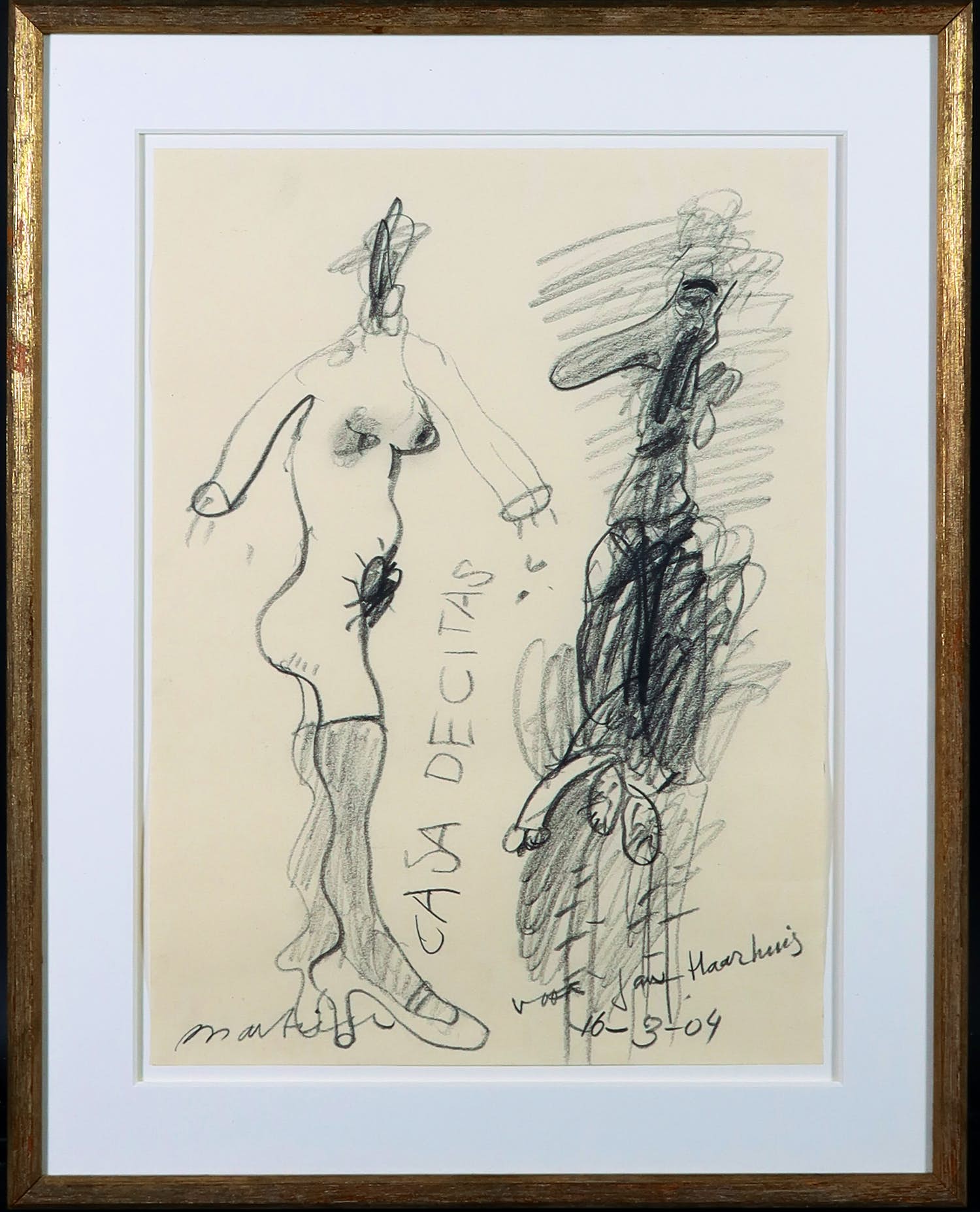 Anton Martineau - Potloodtekening, Casa Decitas - Ingelijst verkocht voor € 50!