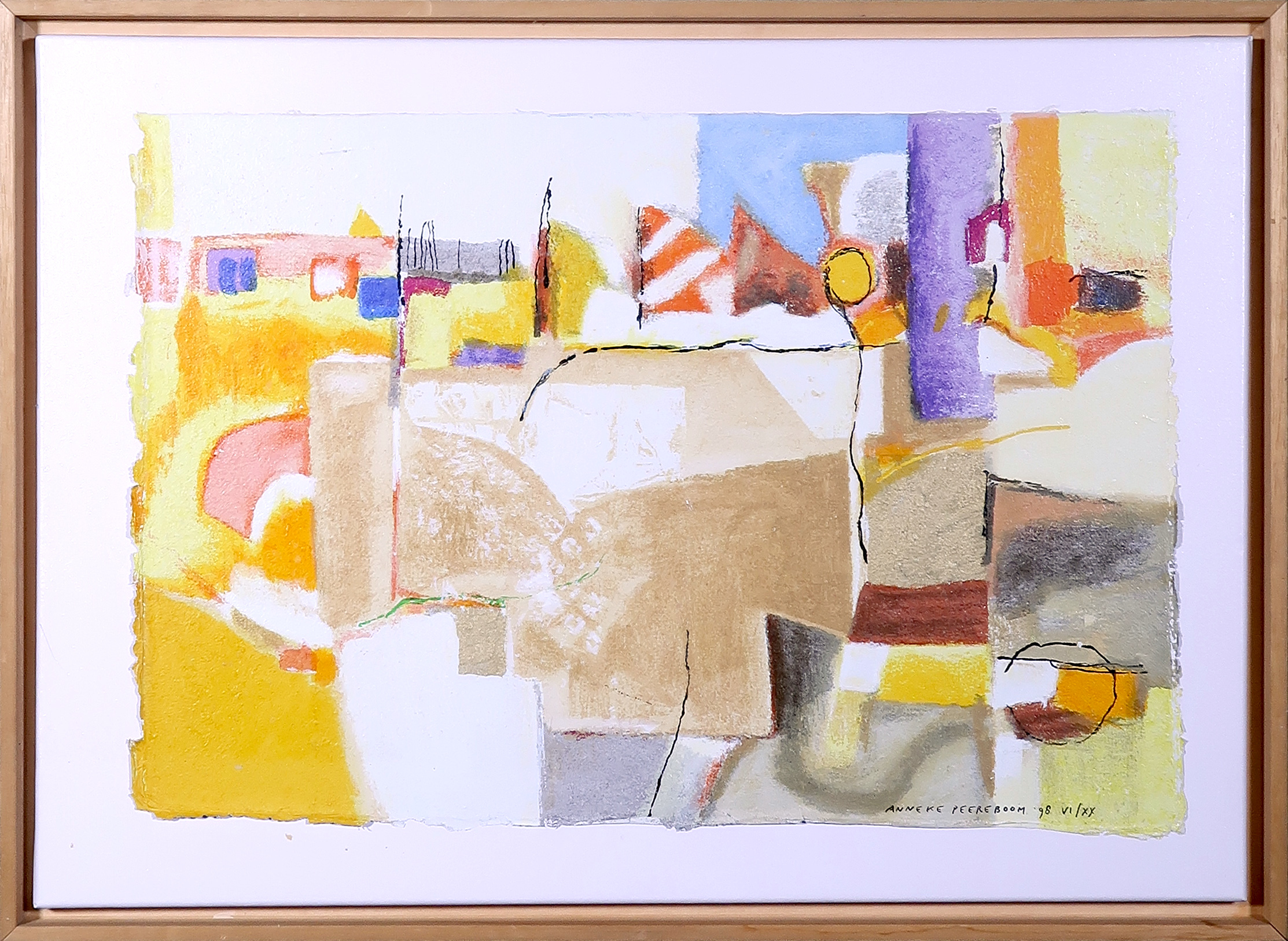 Anneke Peereboom - Zeefdruk op papier en canvas, Luce del Giorno IV - Ingelijst kopen? Bied vanaf 1!