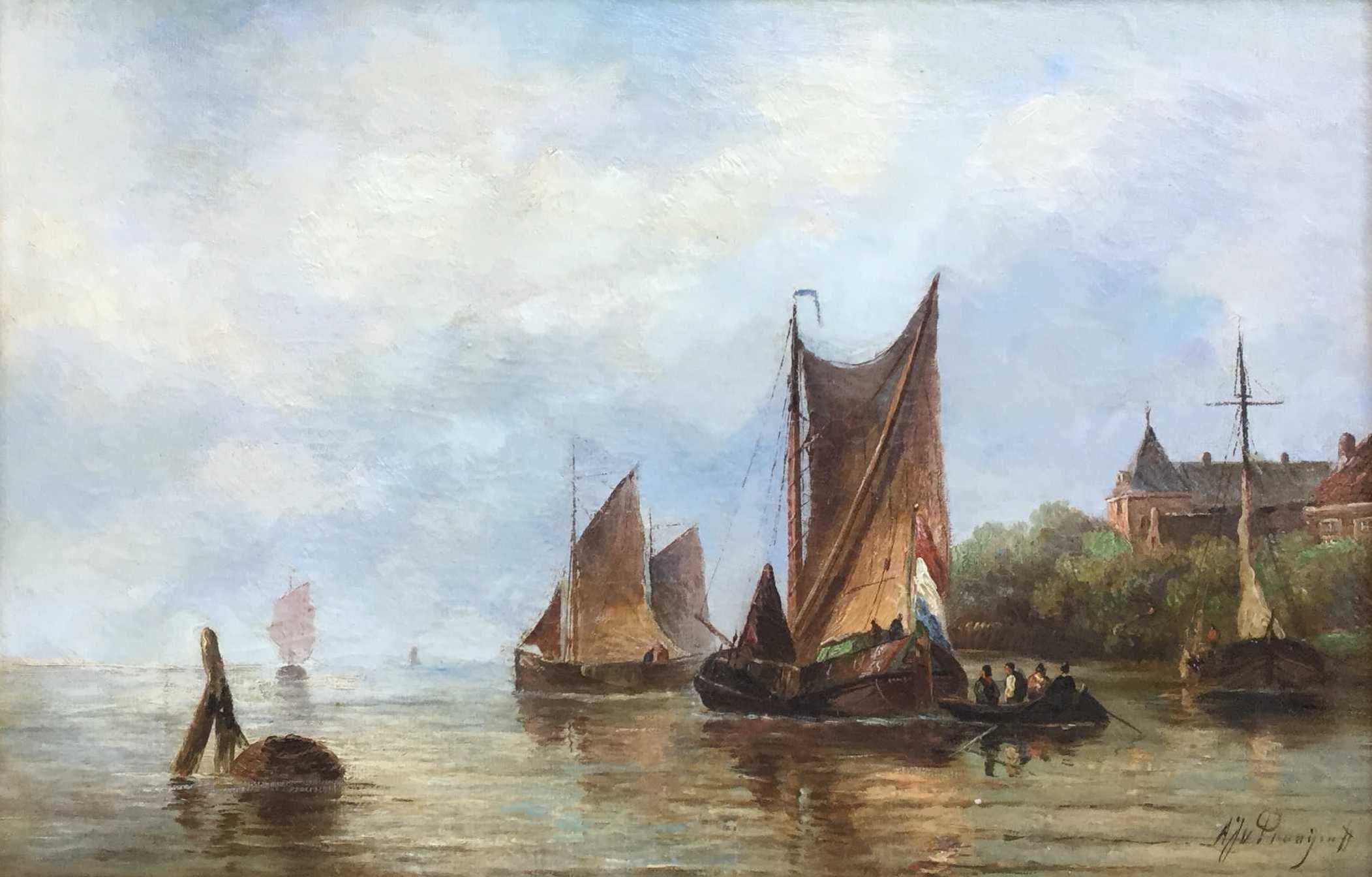 Buy Albert Jurardus van Prooijen - C2221, Gezicht op Dordrecht, riviergezicht? Bid from 400!