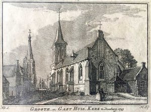 Hendrik Spilman - Groote en Gasthuis Kerk te Doesburg. 1743 - Kopergravure, Ingelijst kopen? Bied vanaf 40!