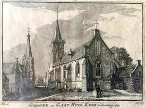 Hendrik Spilman - Groote en Gasthuis Kerk te Doesburg. 1743 - Kopergravure, Ingelijst verkocht voor € 40!