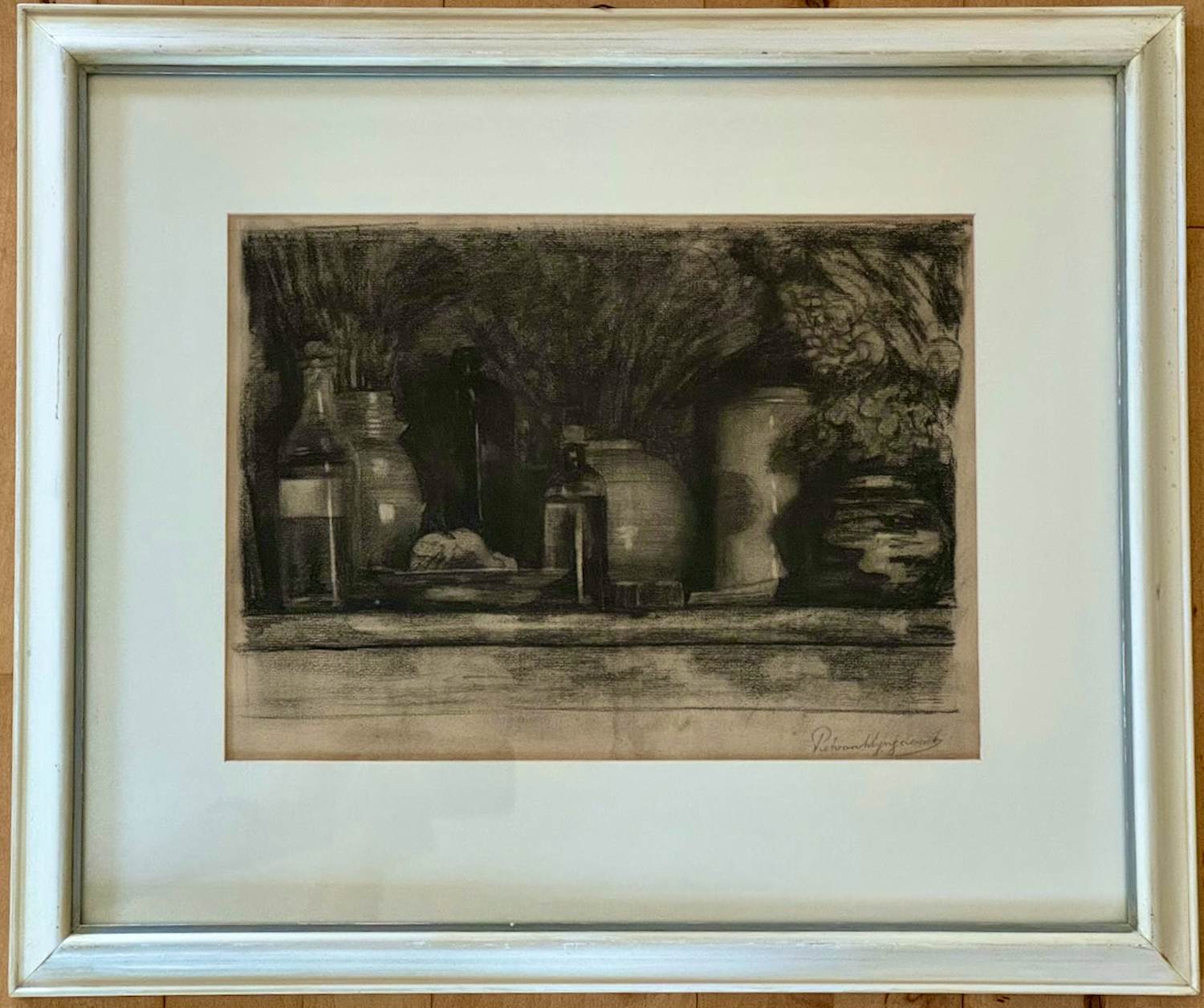 Piet van Wijngaerdt - Stilleven met potten en flessen verkocht voor € 80!