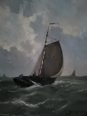 Jacob Willem Gruijter - Zeilschip op zee. kopen? Bied vanaf 450!