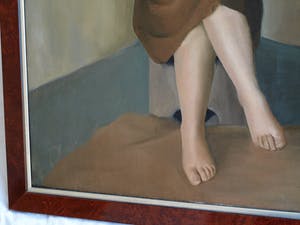 Elly du Clou-Bruggeman - Olieverf op doek , Vrouw met hoed, Zelfportret? – Groot kopen? Bied vanaf 100!