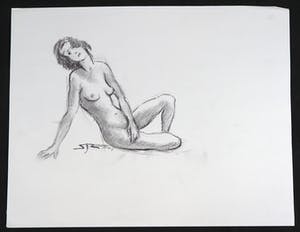 Jan Sluijters (jr.) - Krijttekening, Zittend naakt kopen? Bied vanaf 1!