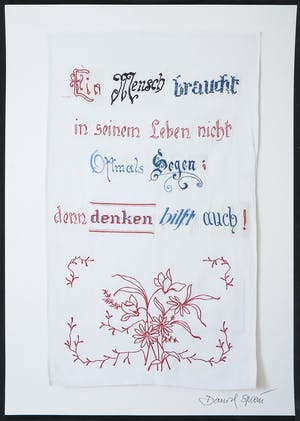 Daniel Spoerri - Zeefdruk, Ein Mensch braucht (...) kopen? Bied vanaf 80!