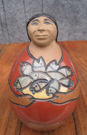 Niet of onleesbaar gesigneerd - Vis verkoopster kopen? Bied vanaf 10!