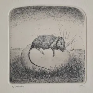 Dolf Zwerver - Muisje liggend op een ei. kopen? Bied vanaf 85!