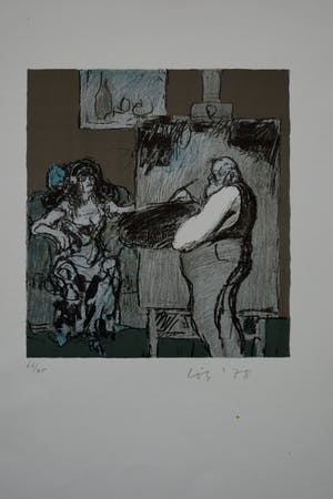Kurt Lob - Litho - Zelfportret als schilder en zijn model kopen? Bied vanaf 75!