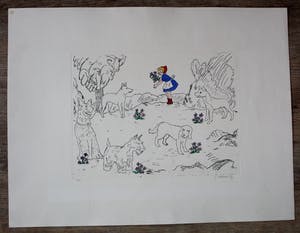 Pieter Holstein - : met de hand ingekleurde ets: Roodkapje kopen? Bied vanaf 45!