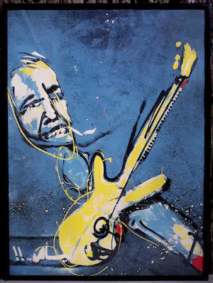 Herman Brood - De bassist, zeefdruk (netjes ingelijst, extreem zeldzaam, waarschijnlijk unica) kopen? Bied vanaf 495!