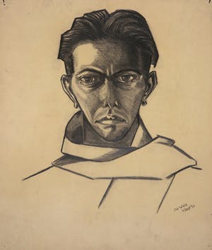 Joe Wols - Krijttekening, Portret jonge man kopen? Bied vanaf 1!