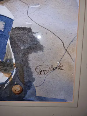 Terry Burke - Aquarel Haven Brixham Zuid Engeland met lijst kopen? Bied vanaf 30!