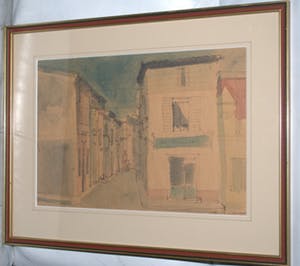 Niet of onleesbaar gesigneerd - Arles 1954 - pentekening met aquarel kopen? Bied vanaf 10!