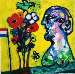 Hans Truijen - Bloemen voor Gea met lijst! verkocht voor € 120!