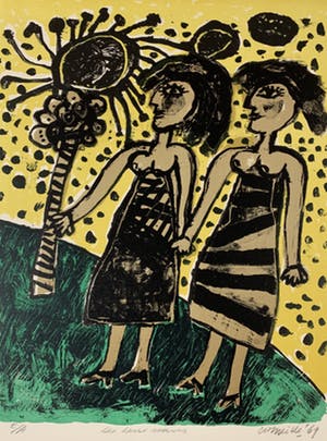 Corneille - kleurenlitho - 'Les deux Soeurs (de twee zussen)' - 1969 (ZEER KLEINE OPLAGE) kopen? Bied vanaf 425!