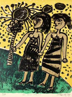 Corneille - kleurenlitho - 'Les deux Soeurs (de twee zussen)' - 1969 (ZEER KLEINE OPLAGE) verkocht voor € 425!