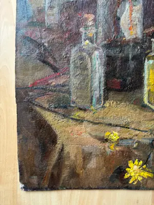 Niet of onleesbaar gesigneerd - Stilleven met schildersattributen. Stempel: 'atelier Ewoud de Kat' kopen? Bied vanaf 10!