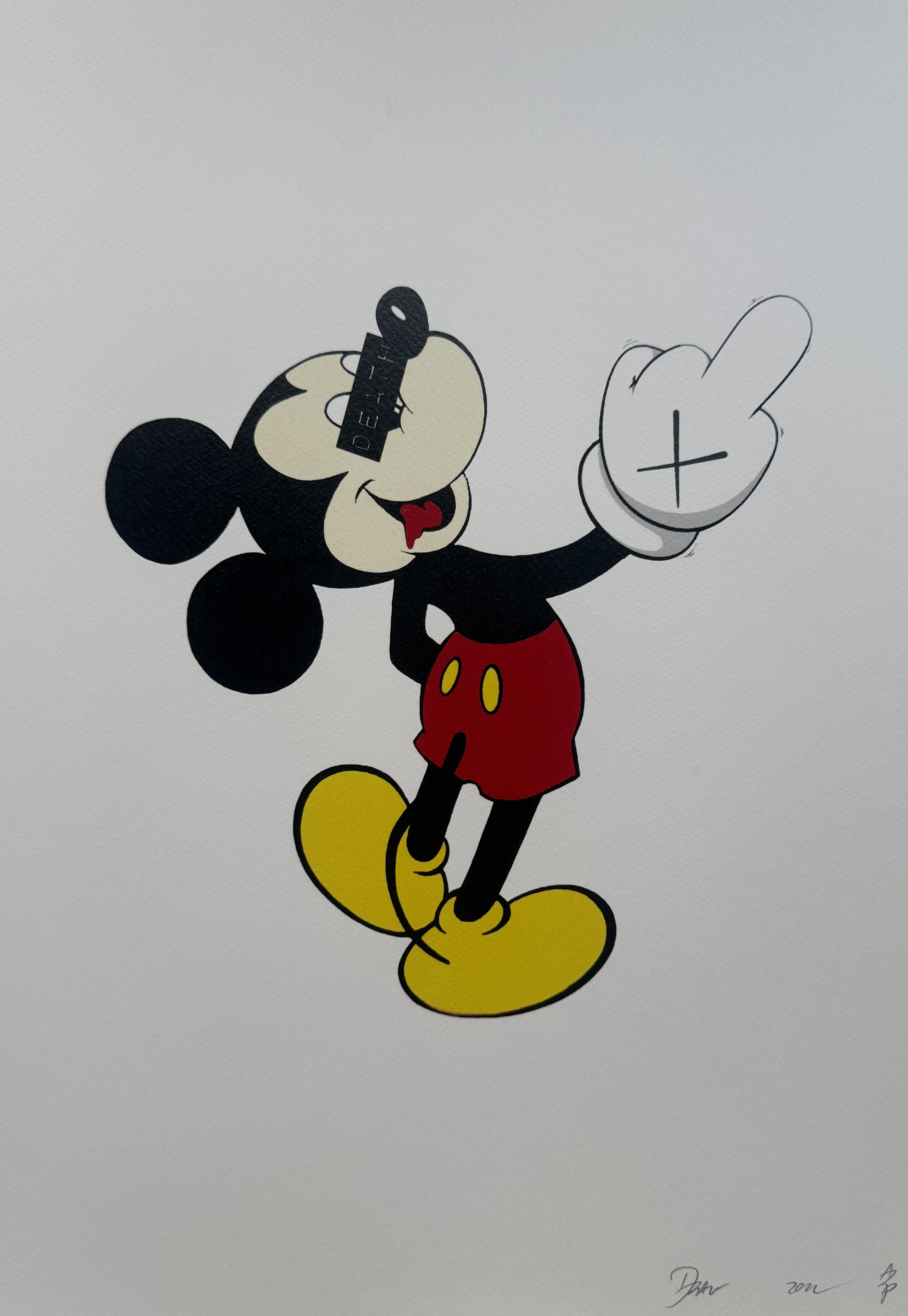 AcheterDeath NYC - handgesigneerde zeefdruk | 'Mickey Mouse middle finger' | 2015? Enchérissez de 80!
