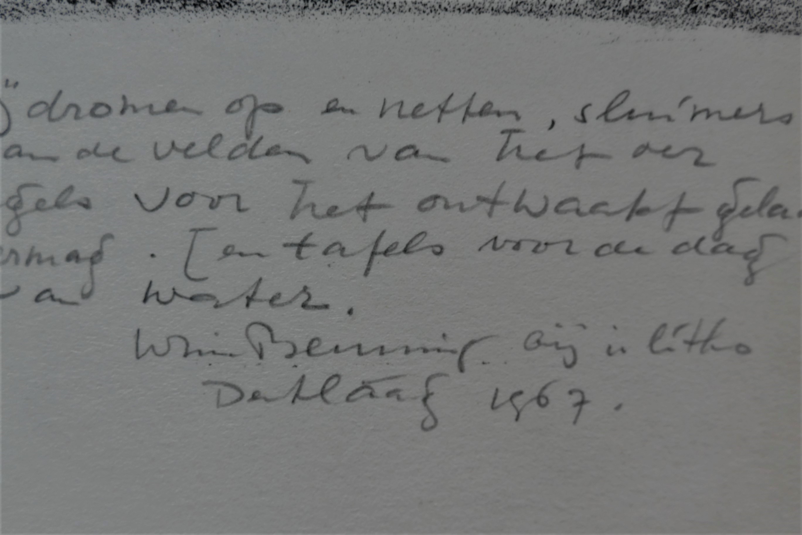 Wim Beuning - Litho met gedicht kopen? Bied vanaf 25!