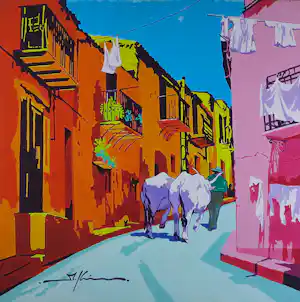 Marco Kooiman - Acryl op doek, Il contadino vendu pour 85€ !