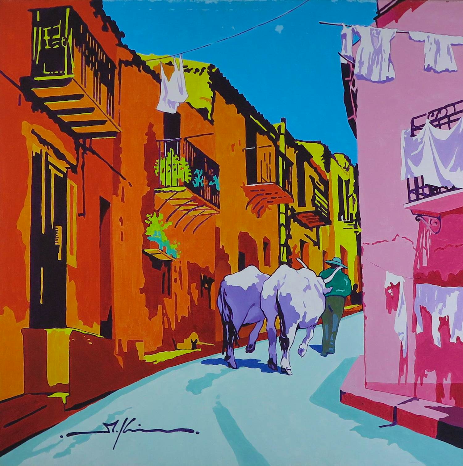 Marco Kooiman - Acryl op doek, Il contadino kopen? Bied vanaf 200!
