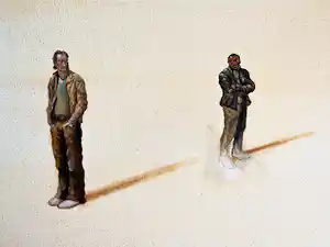 Roberto Caradonna - groot olieverf op doek schilderij - are you looking to me? - gesigneerd verkauft für € 40!