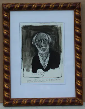 Corneille - Inkt tekening op papier: Zelfportret - 2004(nette lijst) kopen? Bied vanaf 999!