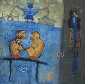 Liesbeth Rahder - Zeefdruk blauw/goud kleurig kopen? Bied vanaf 50!