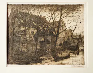 Eduard Karsen - omstreeks 1900 - omstreeken van Amsterdam - droge naald Ets - gesigneerd kopen? Bied vanaf 33!