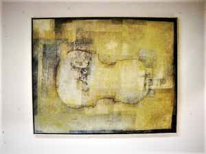 Caveto - Jan Dohmen (Bladel 1923-) GROOT olieverf op doek - Cello of Viool - gesigneerd verkocht voor € 1!