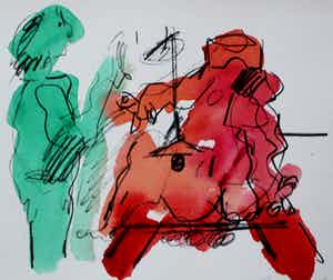 Jan Sierhuis - Met de hand ingekleurde litho (aquarel) - 1974 verkocht voor € 55!