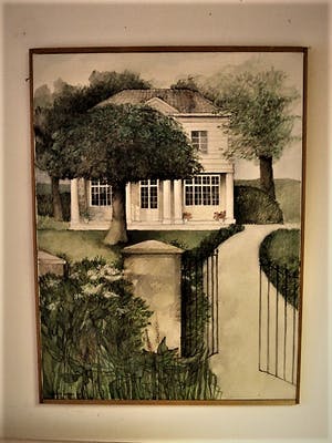 Niet of onleesbaar gesigneerd - Groot & intrigerend realistisch olieverf "het Witte huis" gesigneerd kopen? Bied vanaf 1!